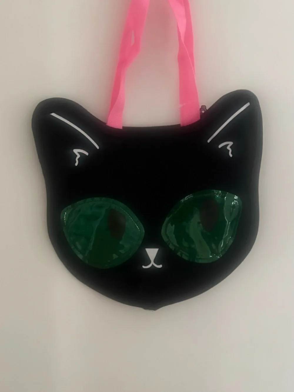 Customized Black Cat Tote Bag with Pink Handles and Green Eye Accents send name